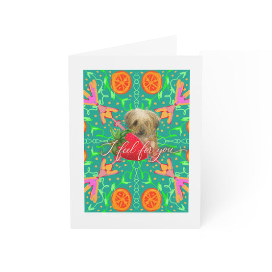 Loss of Paw's Greeting Card — Colorful Kaleidoscope Dog "I Feel For You" Sympathy Note (Single or Multi-Pack)