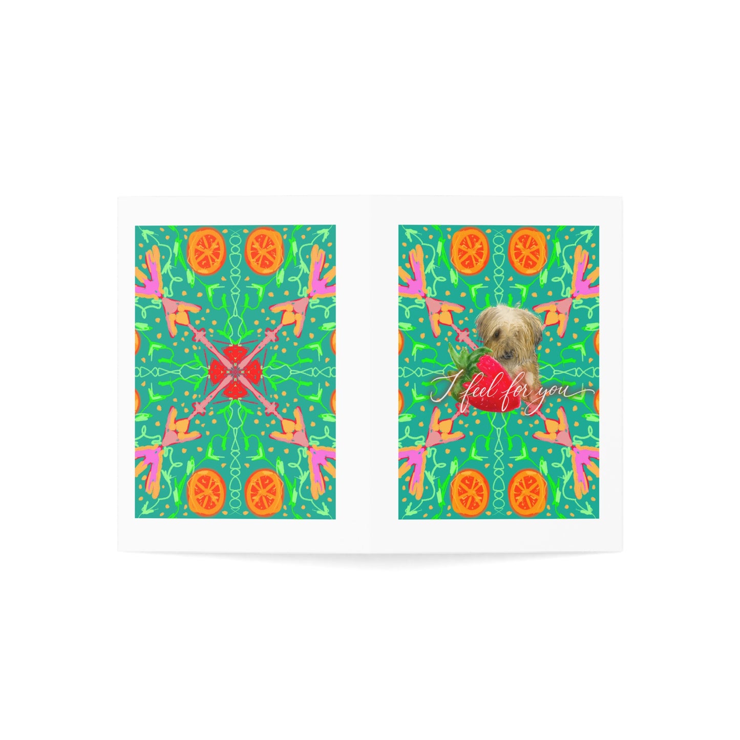 Loss of Paw's Greeting Card — Colorful Kaleidoscope Dog "I Feel For You" Sympathy Note (Single or Multi-Pack)