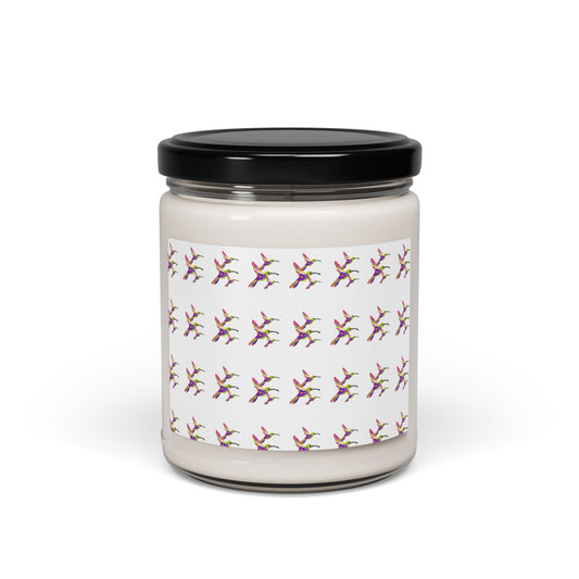 Humming Bird Soy Candle — Colorful Abstract Star Pattern, 9 oz Scented Jar