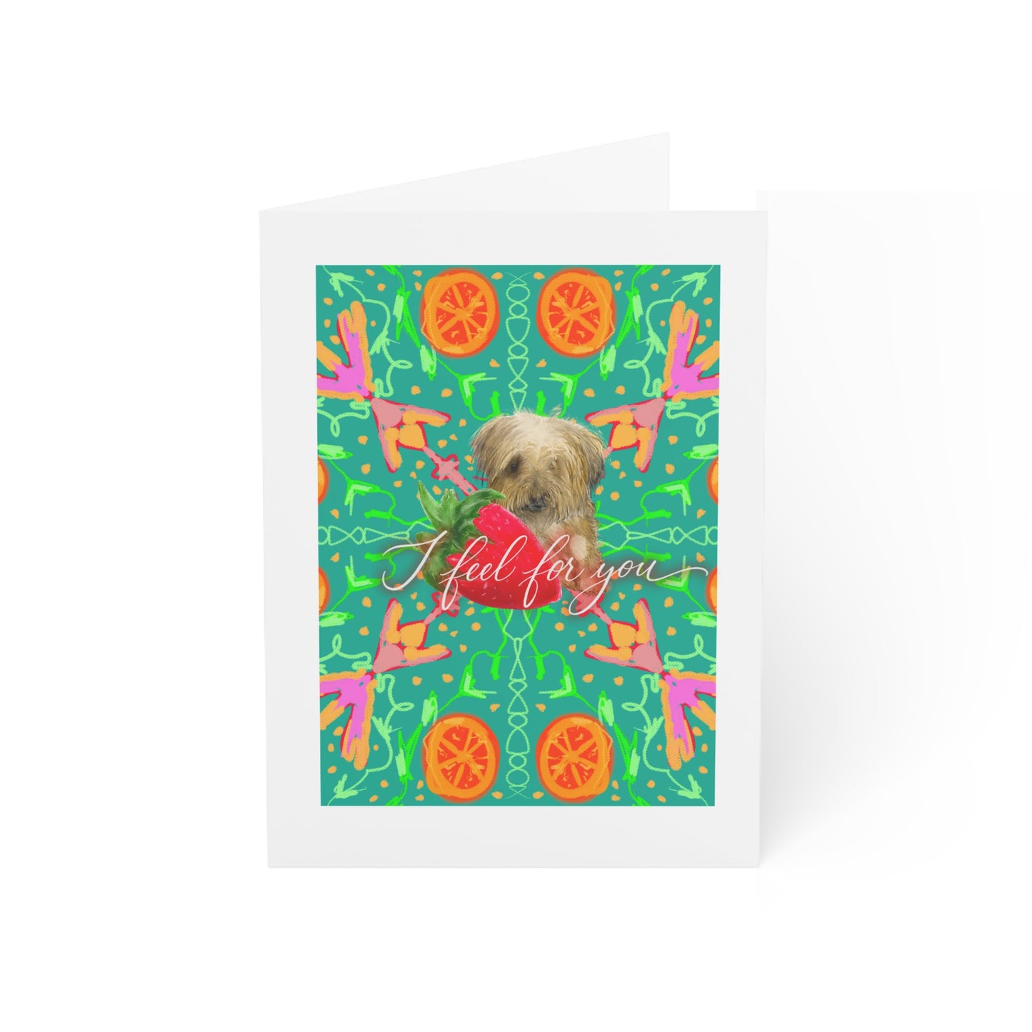 Loss of Paw's Greeting Card — Colorful Kaleidoscope Dog "I Feel For You" Sympathy Note (Single or Multi-Pack)